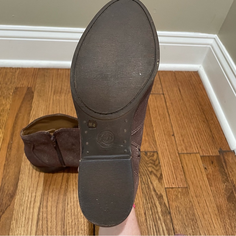 Lucky Brand Belia Leather Ankle Booties Boots Tobacco Distressed Metallic Size 9 - Picture 11 of 12